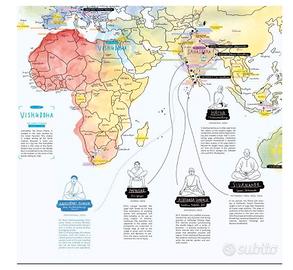 Mappa illustrata appassionati Yoga 97,5 x 56 cm