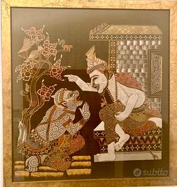 Opera dipinto su seta-scena mitologica indiana