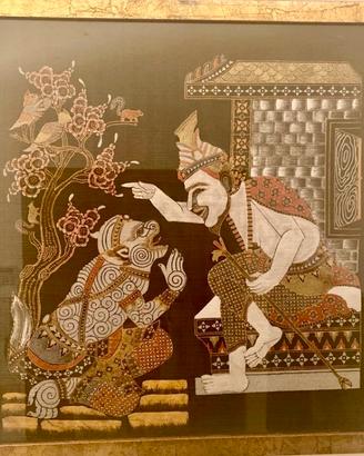 Opera dipinto su seta-scena mitologica indiana