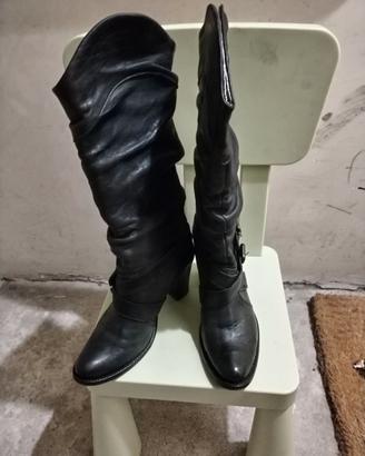 Stivali vintage donna pelle nero