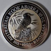 Moneta d'argento Australian Kookaburra 10 Oz, 1993