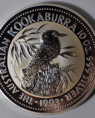 Moneta d'argento Australian Kookaburra 10 Oz, 1993