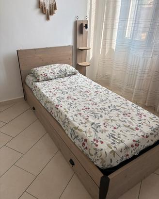 Letto singolo con letto estraibile e comodino