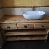 Mobile bagno 2 cassetti con ripiano legno vecchio