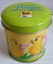 Scatola barattolo di latta Buona Pasqua Agip 2003