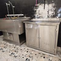 Vasca grande e tavolo da asciugatura,in acc.inox