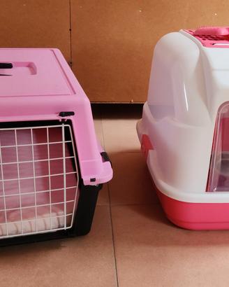 Lettiera e trasportino per gatto