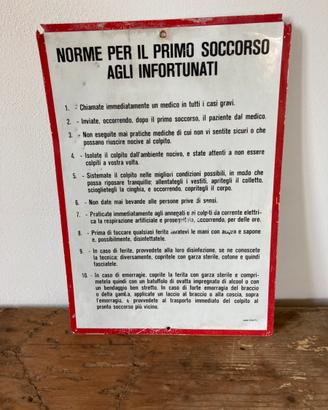Targa Vintage Norme Primo Soccorso Industriale