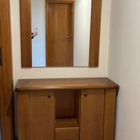 Mobile ingresso con specchio in legno 110 cm