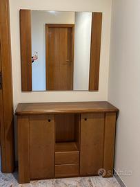 Mobile ingresso con specchio in legno 110 cm