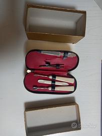 Spazzola/astuccio set manicure da viaggio vintage