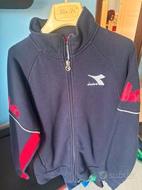 Giacca Felpa Diadora Blu e Rossa con Zip. Tg 10A