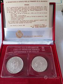 SAN MARINO 1990 ARGENTO 500 LIRE E MILLE LIRE