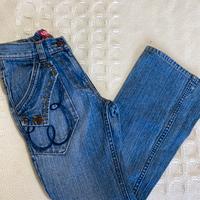 Jeans pink star,taglia 34,in denim 100%cotone, y2k