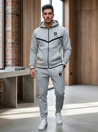 ZNWA Tuta Grigia Pile Set Completo Uomo Donna Nuov