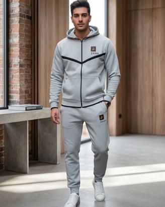 ZNWA Tuta Grigia Pile Set Completo Uomo Donna Nuov