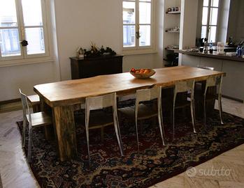 Tavolone rustico con piano in cedro