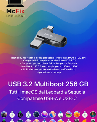 USB Avviabile 256GB 16 macOS + Utility tecniche