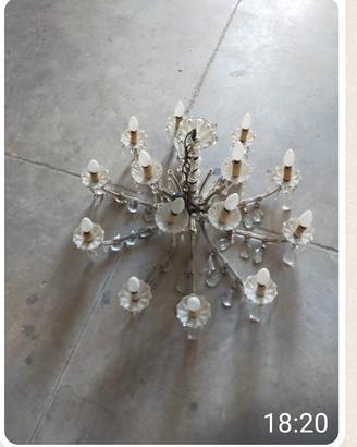 Lampadario gocce in cristallo 14 luci anni 50/60