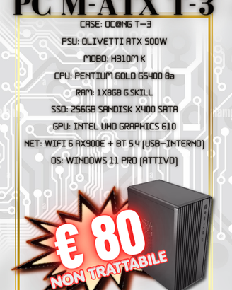 T-3|OLIVETTI 500W|H310|G5400|8GB|256GB|WIFI 6|W11P