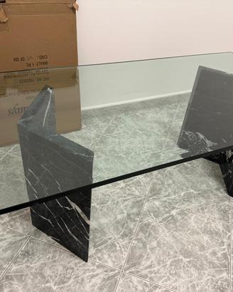 Tavolo design vetro e marmo