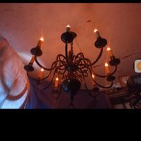 grande lampadario fiammingo ottone 10 bracci