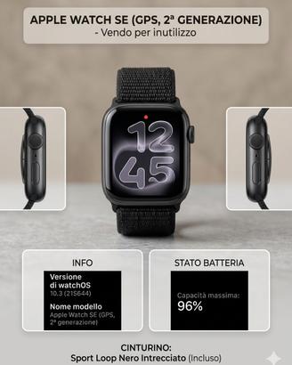 Apple Watch SE 2^ Batteria 96% + Caricabatterie
