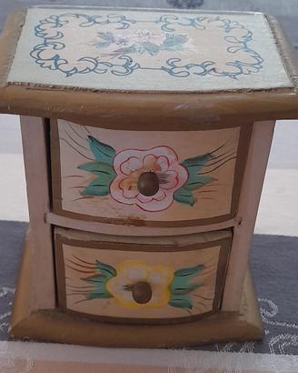 Mobiletto portaoggetti legno vintage artigianale