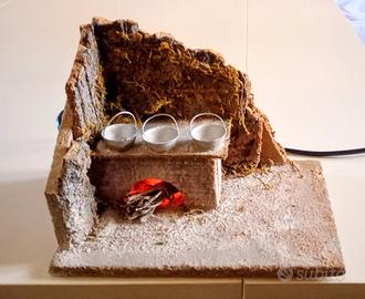Presepe vintage Capanna con fuoco