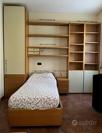 Cameretta con Letto, Libreria, Armadio e Comodino