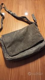 Borsa tracolla in pelle scamosciata grigio