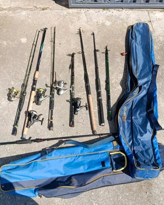 Lotto 8 canne,5 mulinelli,2 sacche
