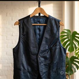 Completo uomo, gilet, pantalone, blu lucido