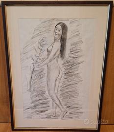 Quadro originale a carboncino “nudo femminile”
