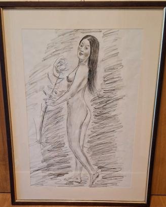 Quadro originale a carboncino “nudo femminile”