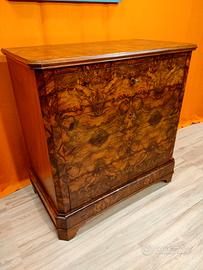 Cassettoncino napoleone III lastronato radica noce