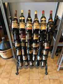 Espositore e bottiglie di vino d’epoca anni 60/‘70