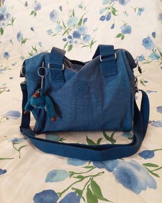 Borsa Kipling  blu avio  con tracolla e scimmietta