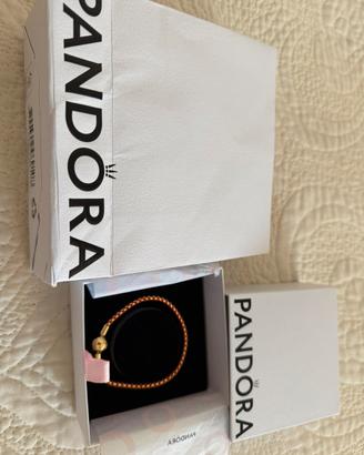 bracciale pandora intreccio tessuto rosso e oro