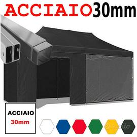 Gazebo 6x3 nero pieghevole portatile acciaio PVC