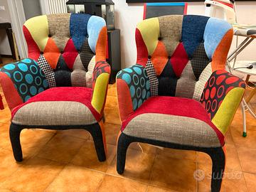 Due poltrone in tessuto Patchwork