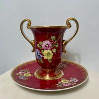 Vaso con sottopiatto in porcellana Limoges