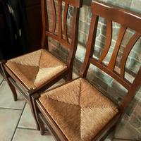 4 sedie in legno e paglia