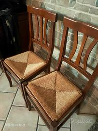 4 sedie in legno e paglia