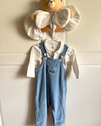 Completo salopette e bodino Petit bateau