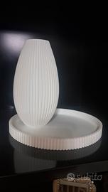 Coppia Arredo design 3d Vaso e Vassoi bianco moder