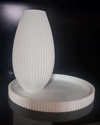 Coppia Arredo design 3d Vaso e Vassoi bianco moder