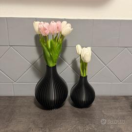 Coppia vasi decorativi moderni design a coste