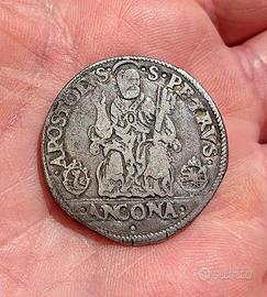 Gregorio XIII(1572-85) Ancona Testone San Pietro R