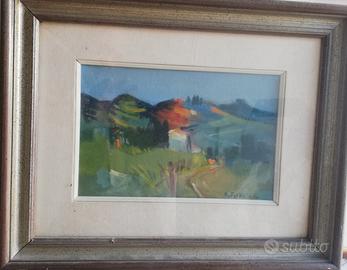 Dipinto a olio su tela - Paesaggio collinare